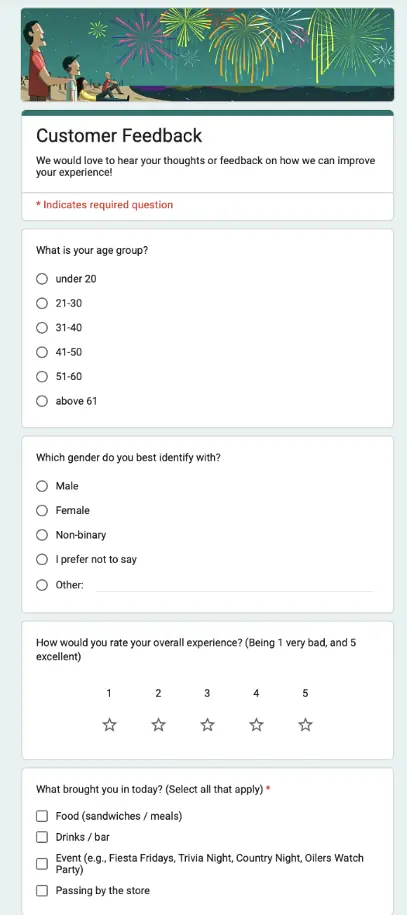 Customer feedback survey prepared for future campaign evaluation