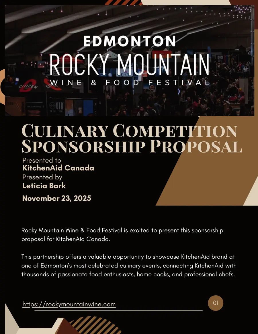 Cover of the KitchenAid culinary competition sponsorship proposal